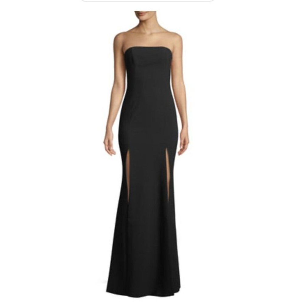 NWT Avalina Strapless Double Front Slit GOWN DRESS SIZE 10 $398 Black‎ Likely